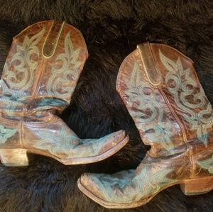 Teal and brown cowgirl boots
